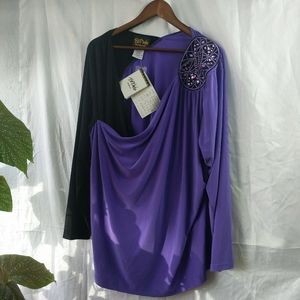 New Bob Mockie Wearable Art Embroidery Purple Top